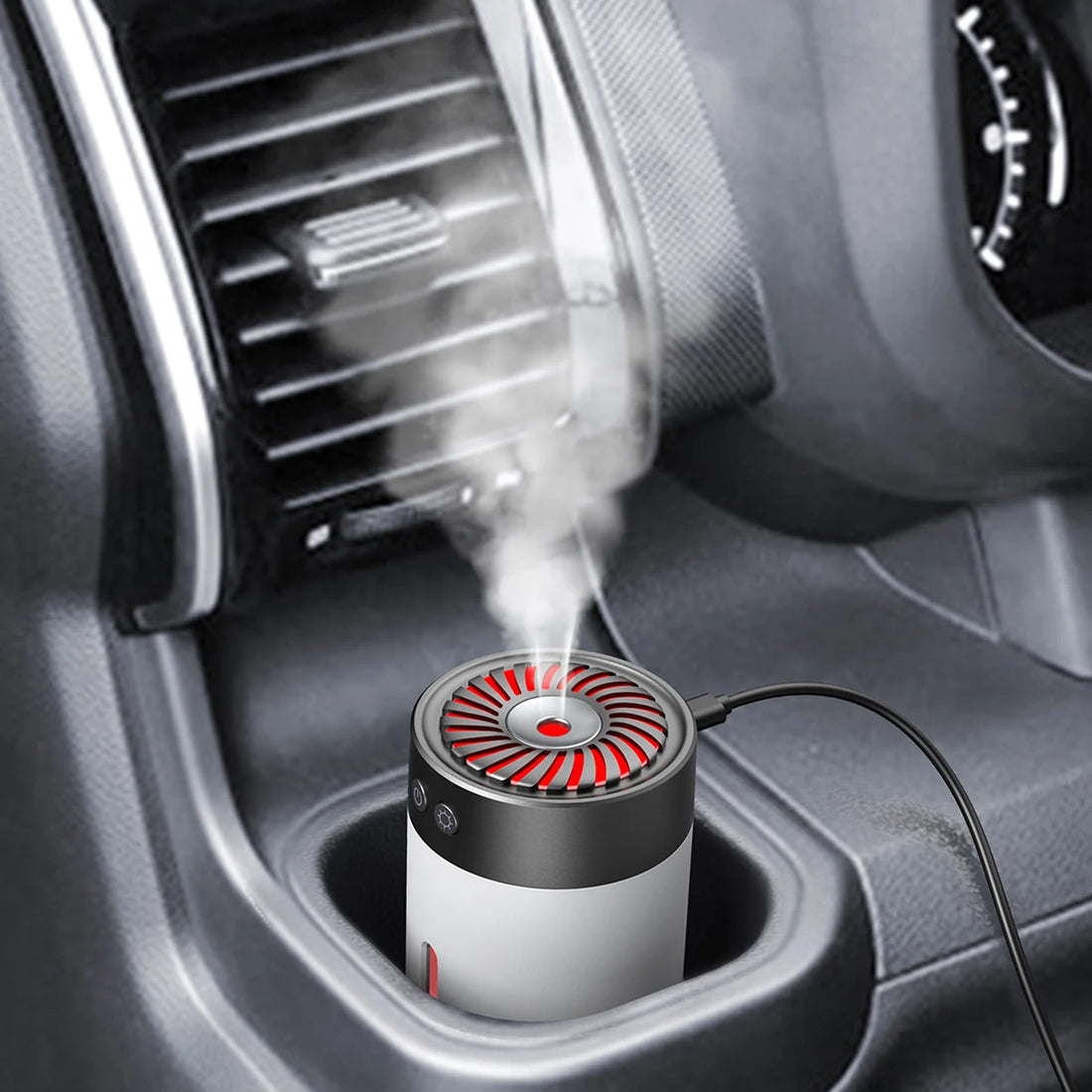 300ml Mini Ultrasonic USB Humidifier with 7 Colors LED Light Dual Mist Modes Whisper-Quiet Operation & Automatic Shut-Off