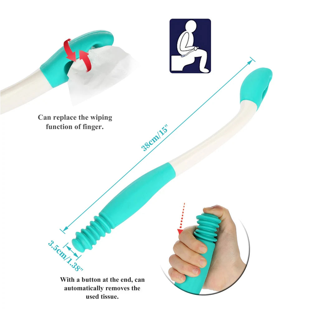 Long Handle Reach Comfort Bottom Self Wiper Holder Toilet Paper Tissue Grip Self Wipe Aid Helper Bottom Wiper Long Handle Wiper