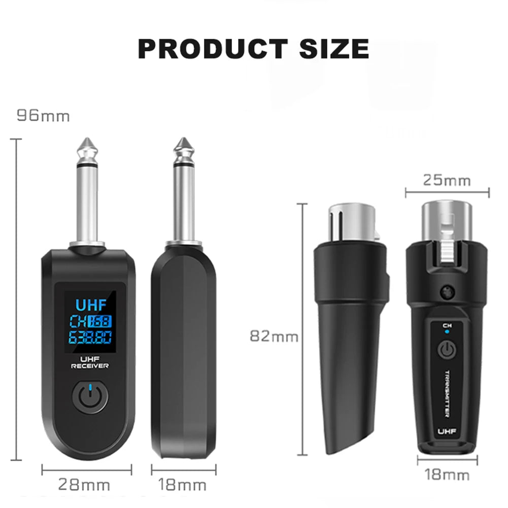 XLR Transmitter and Receiver Microphone Wireless System Wireless Mic Adapter for Audio Mixer Dynamic Mic Electric Guitar Bass