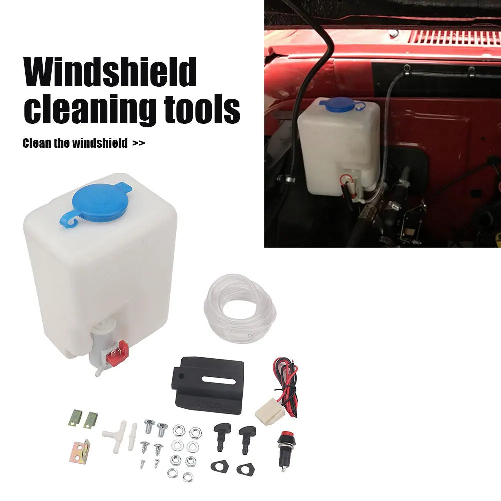 Universal Car Windshield Washer Bottle 12V 1.5L Wiper Systems Reservoir Windscreen Washer Pump Fluid Tank Car Cleaning Tools