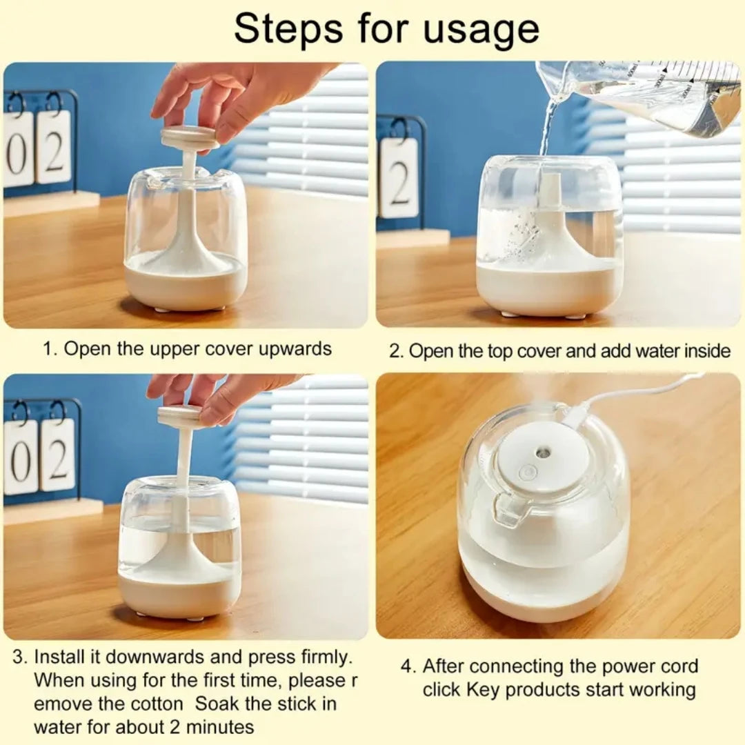 Ultrasonic Cool Mist Humidifier 21.98oz, USB Powered, Essential Oil Compatible, 7 Color Night Light, 2 Spray Modes, ABS Material